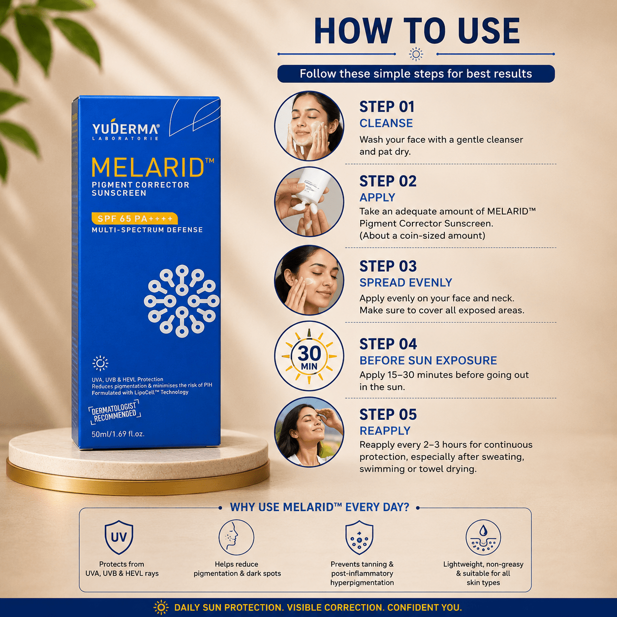 Melarid Pigment Corrector Sunscreen SPF 65 PA++++ - Cosmosentials
