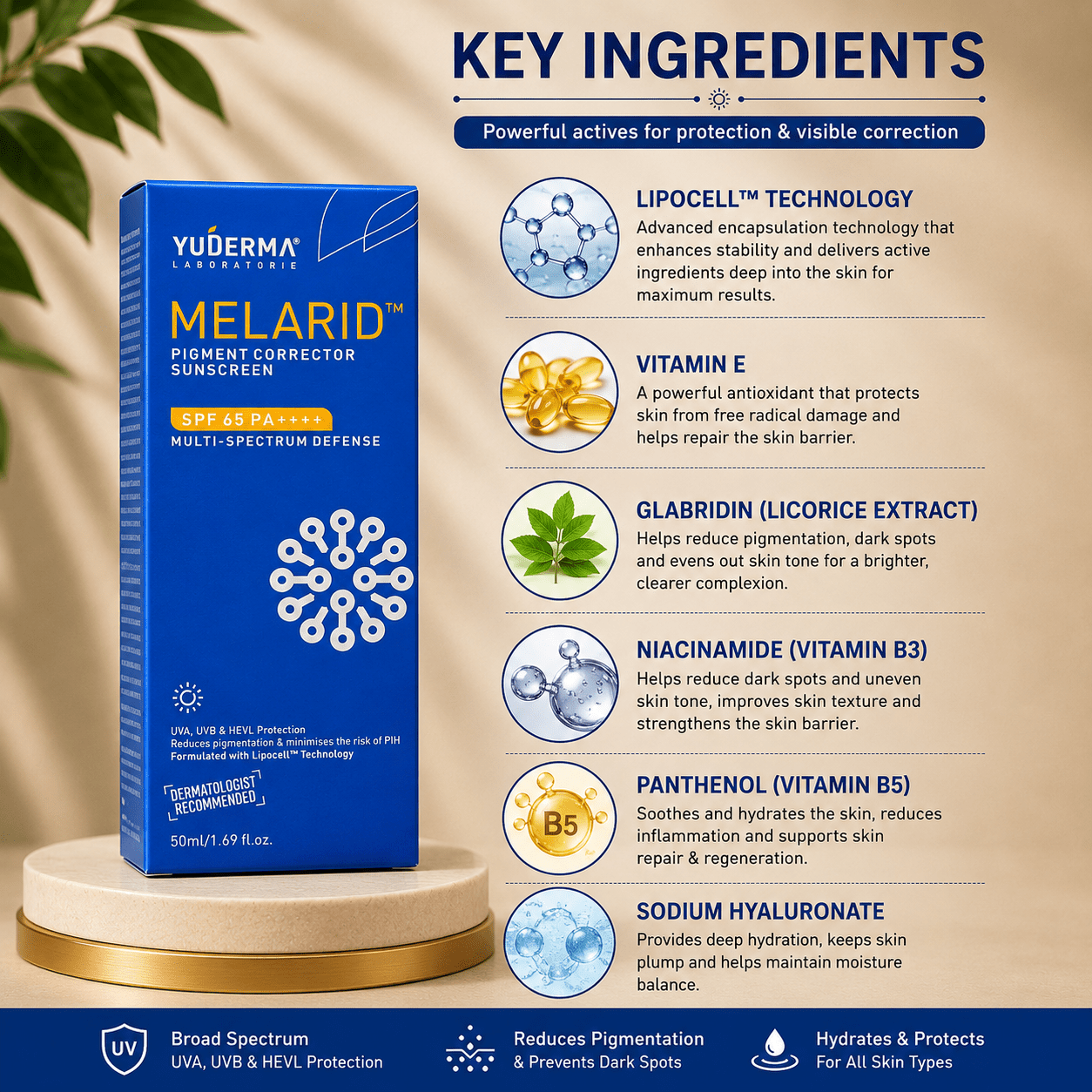 Melarid Pigment Corrector Sunscreen SPF 65 PA++++ - Cosmosentials