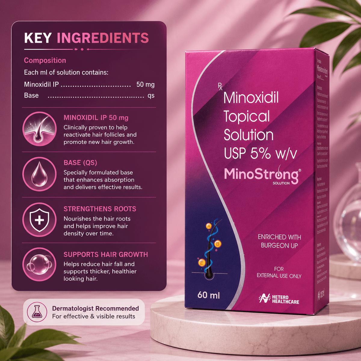 MinoStrong Solution 5% Minoxidil Topical Solution 60ml - Cosmosentials