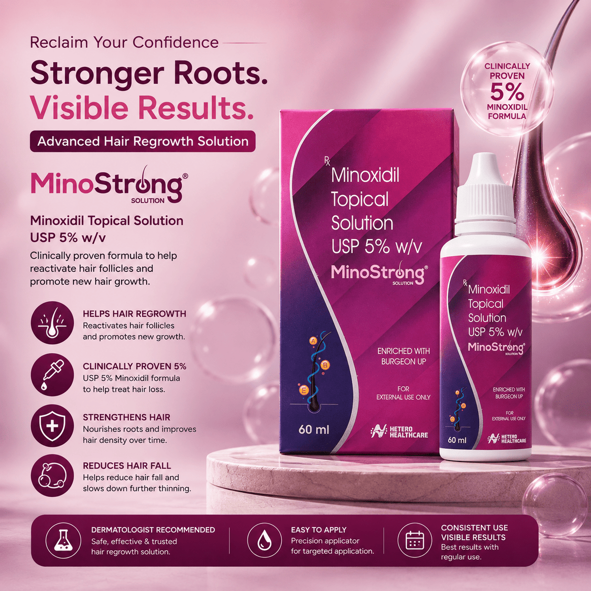 MinoStrong Solution 5% Minoxidil Topical Solution 60ml - Cosmosentials