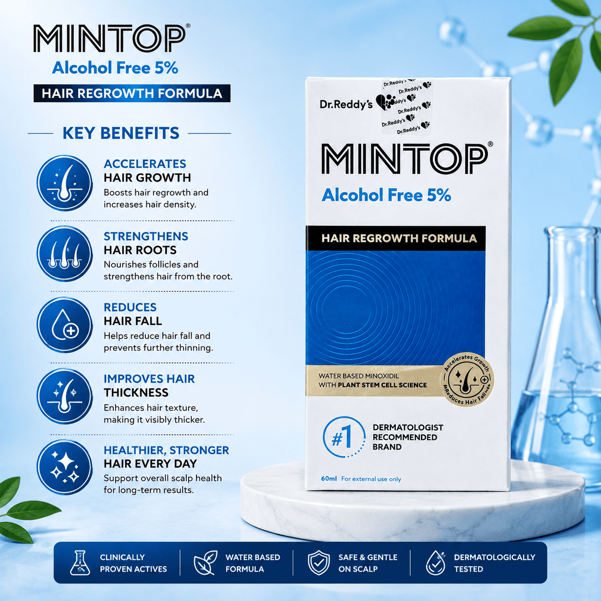 Mintop Alcohol Free 5% Minoxidil Topical Solution - Cosmosentials