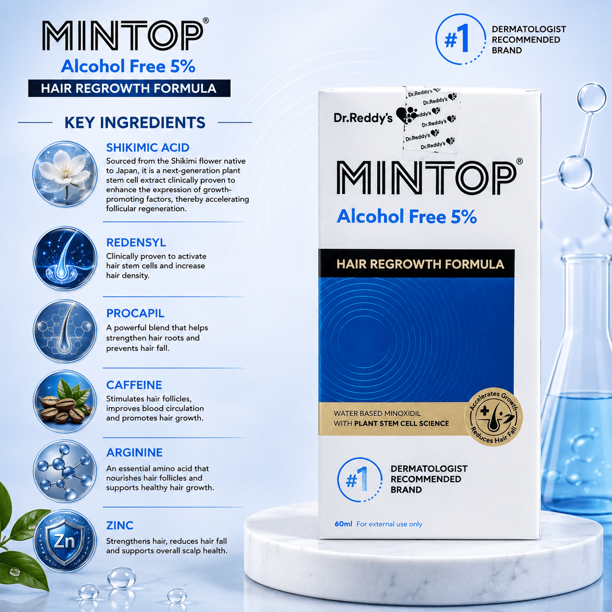 Mintop Alcohol Free 5% Minoxidil Topical Solution - Cosmosentials
