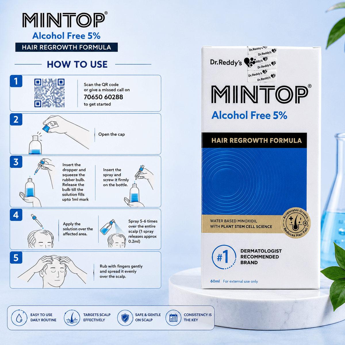 Mintop Alcohol Free 5% Minoxidil Topical Solution - Cosmosentials