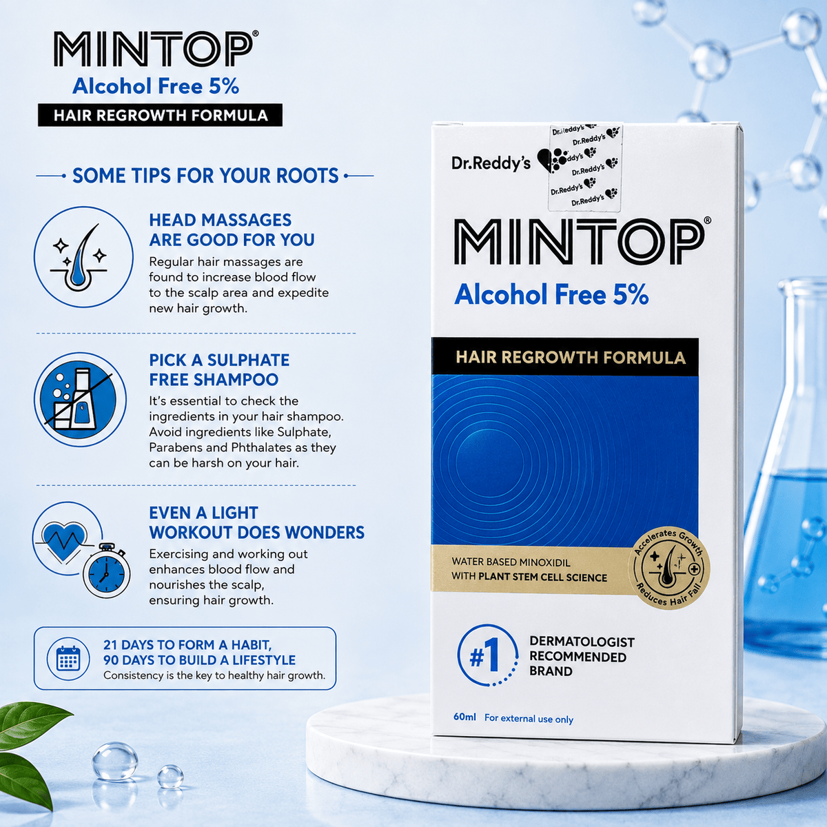 Mintop Alcohol Free 5% Minoxidil Topical Solution - Cosmosentials