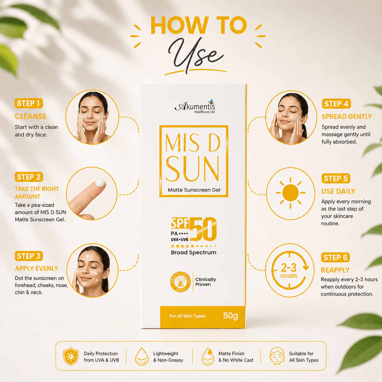 MIS D SUN Matte Sunscreen Gel SPF 50 PA++++ - Cosmosentials