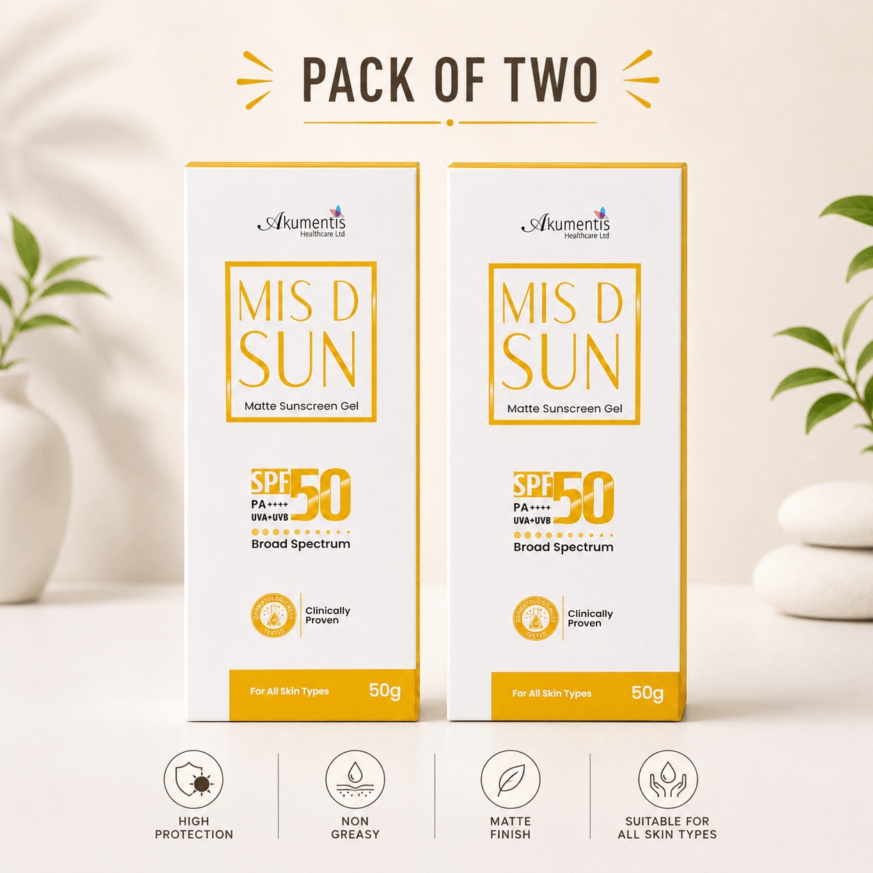 MIS D SUN Matte Sunscreen Gel SPF 50 PA++++ - Cosmosentials