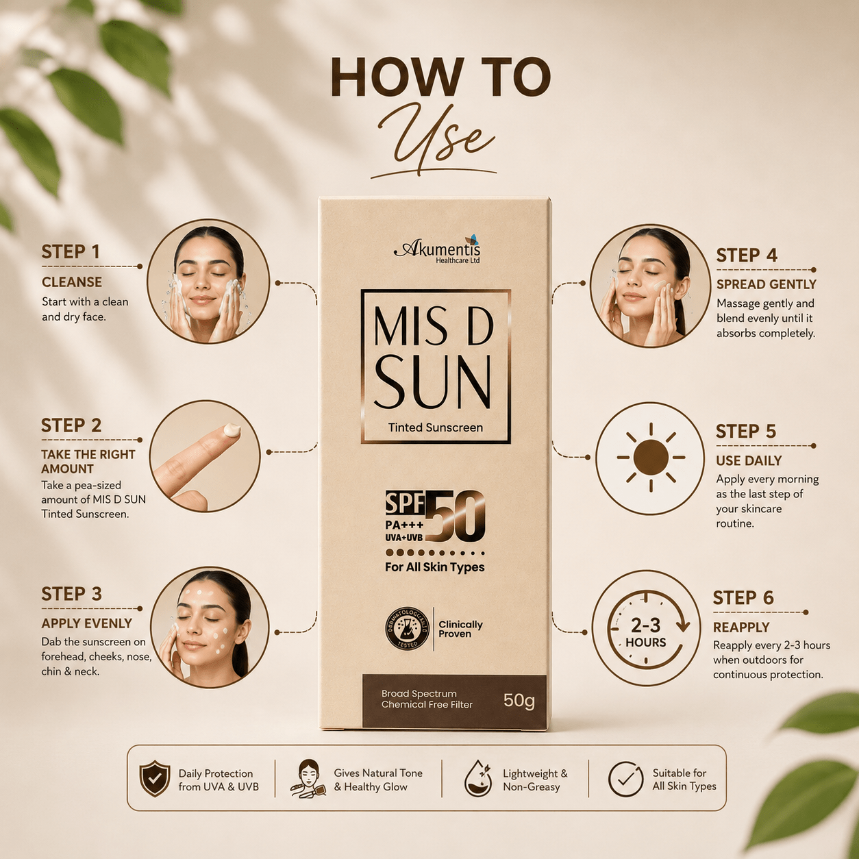 MIS D SUN Tinted Sunscreen SPF 50 PA+++ - Cosmosentials