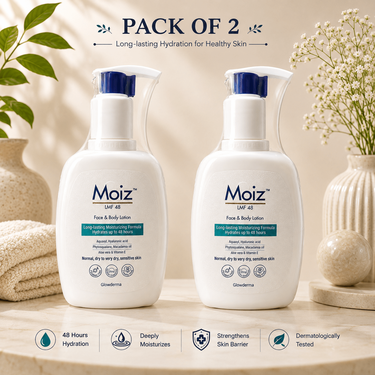 Moiz LMF 48 Face & Body Lotion 200ml - Cosmosentials