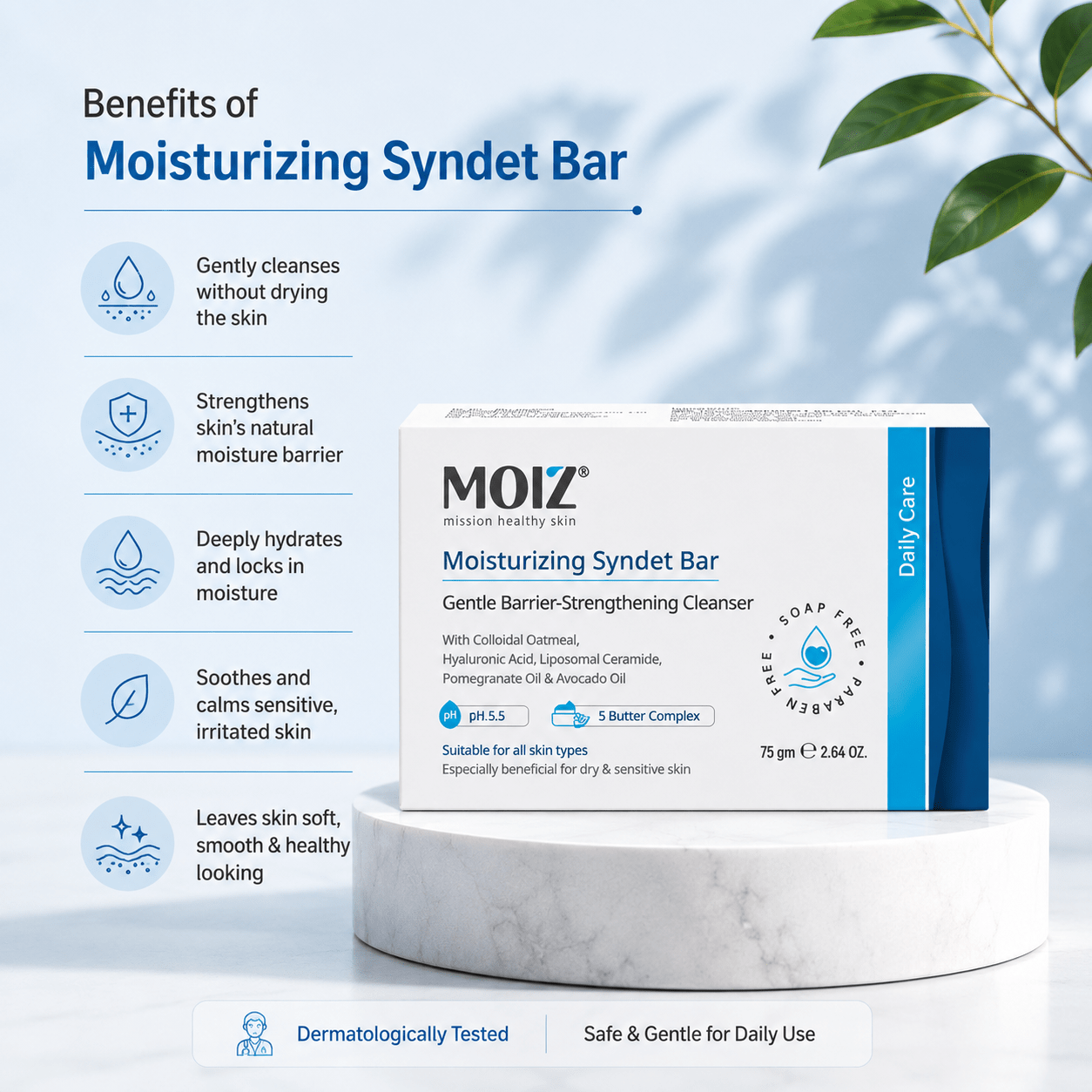 Moiz Moisturizing Syndet Bar - Cosmosentials