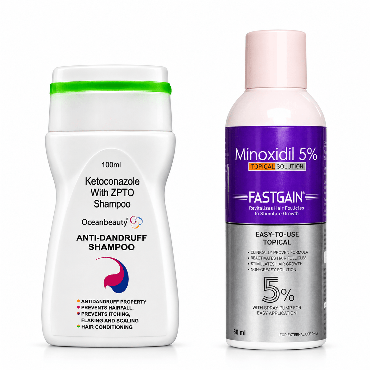Oceanbeauty Anti-dandruff Shampoo & Fastgain Minoxidil 5% Topical Solution - Cosmosentials
