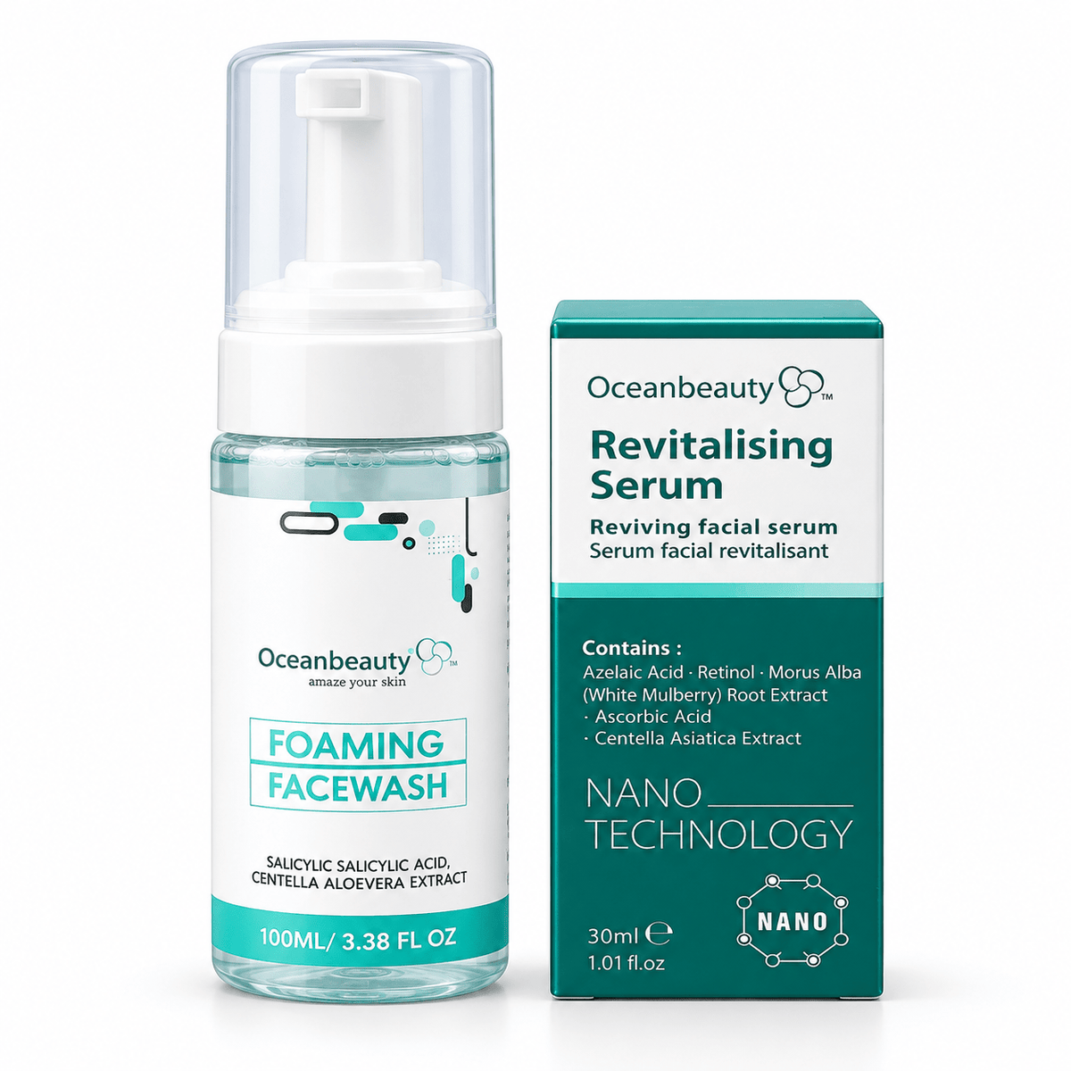Oceanbeauty Foaming Facewash & Oceanbeauty Revitalising Serum - Cosmosentials