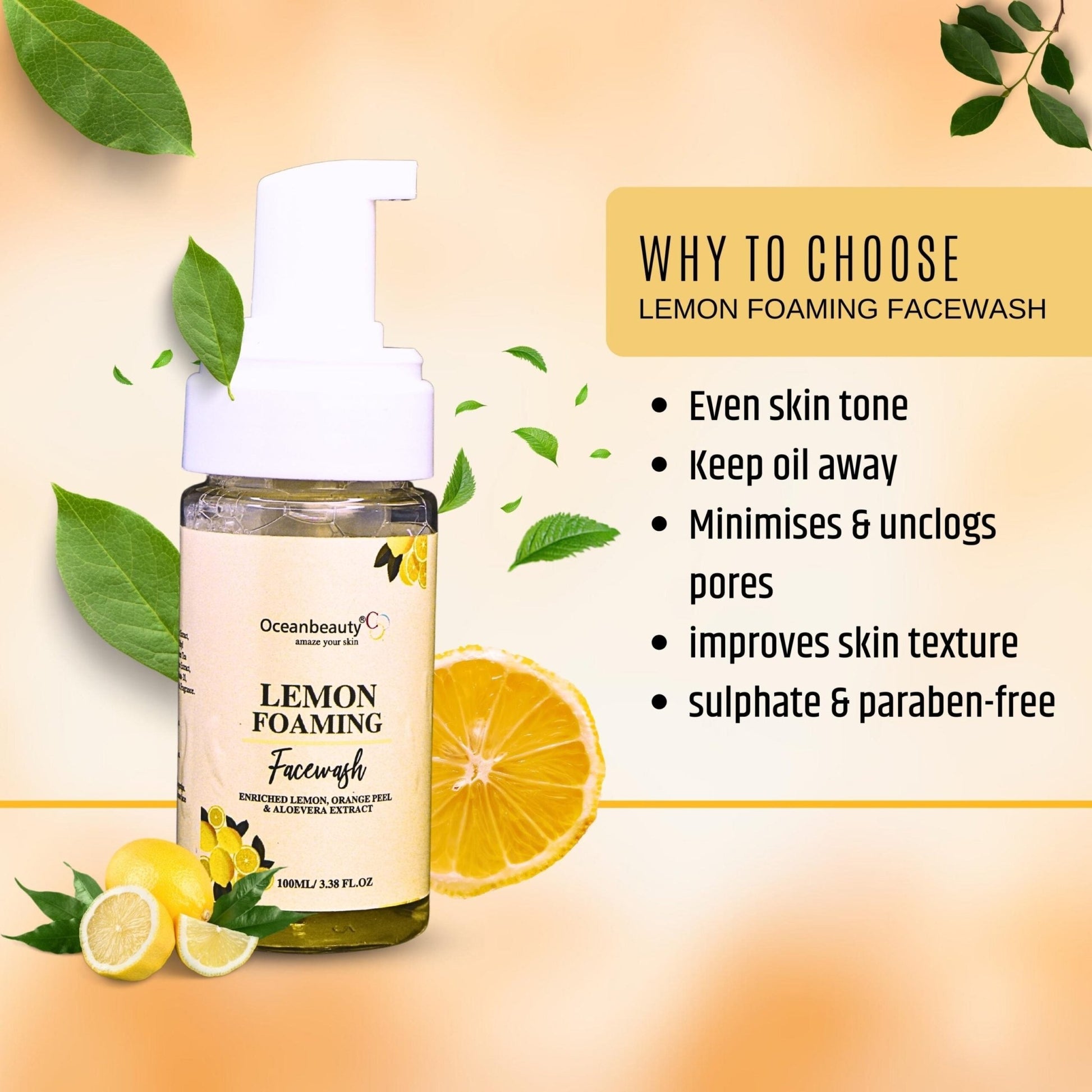 Oceanbeauty Lemon Foaming Face Wash - Cosmosentials