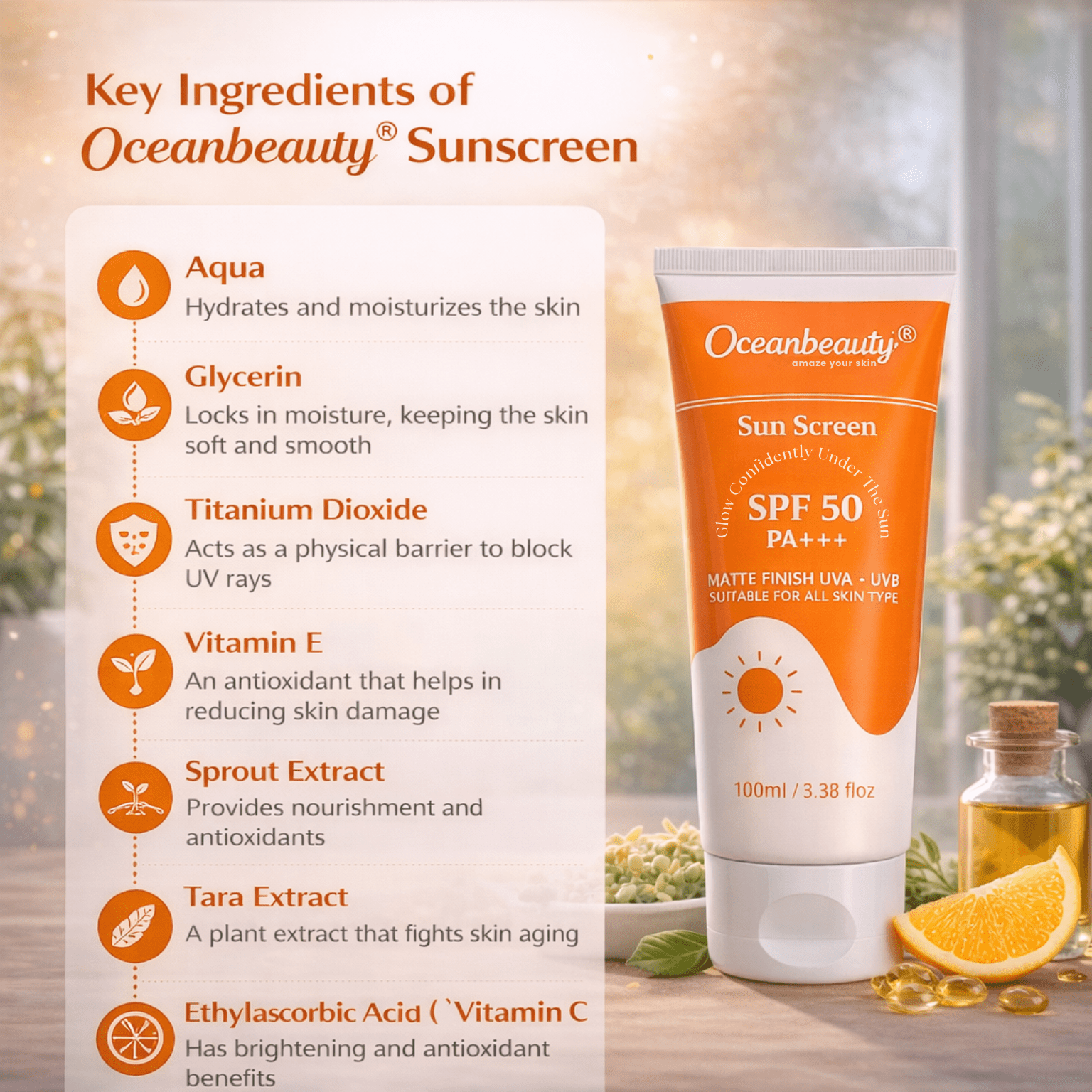 Oceanbeauty Sunscreen SPF 50 PA+++ - Cosmosentials