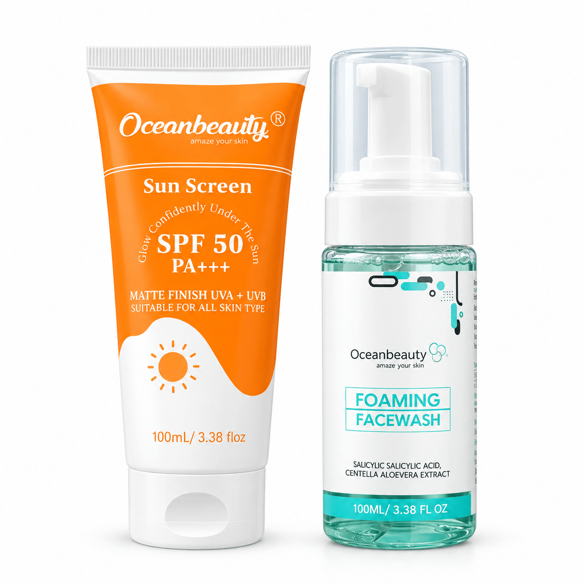 Oceanbeauty Sunscreen SPF 50 PA+++ & Oceanbeauty Foaming Facewash - Cosmosentials