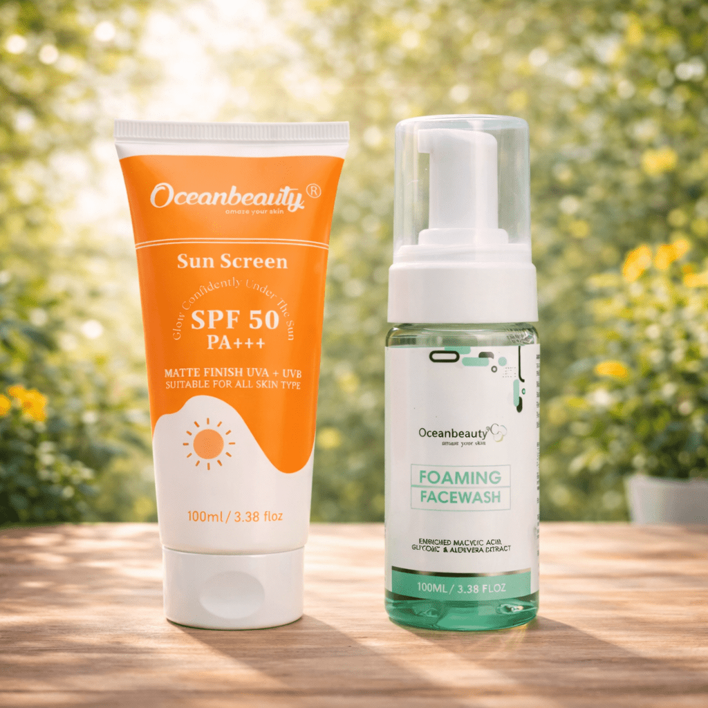 Oceanbeauty Sunscreen SPF 50 PA+++ & Oceanbeauty Foaming Facewash - Cosmosentials
