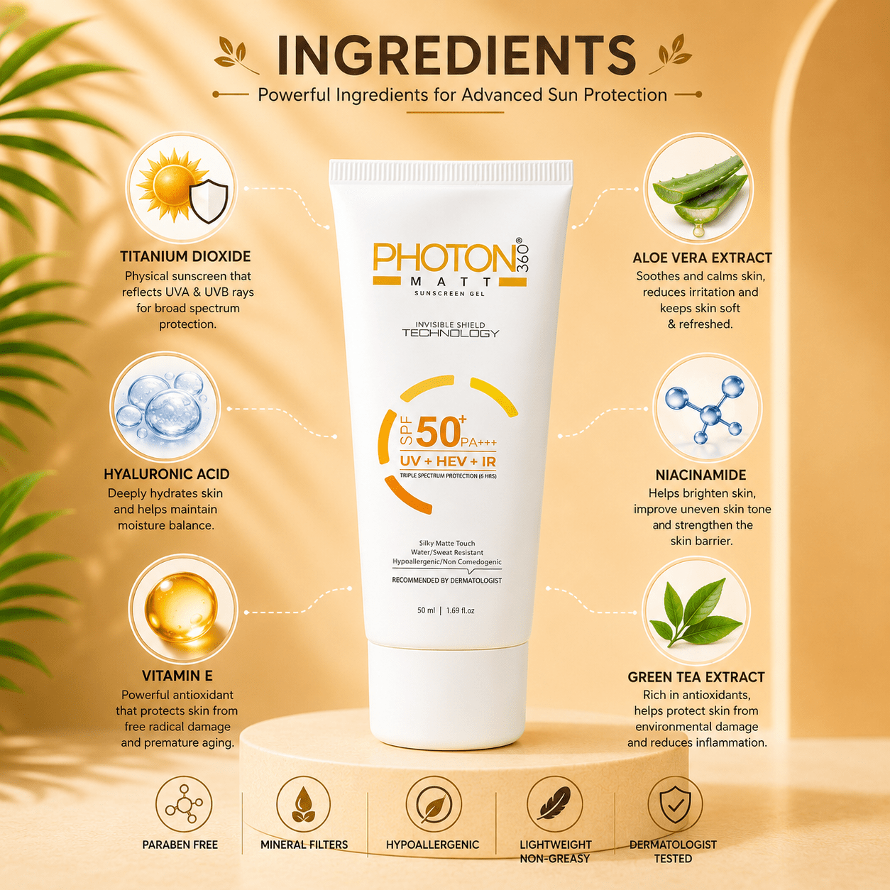Photon 360 Matt Sunscreen Gel SPF 50+ PA+++ - Cosmosentials