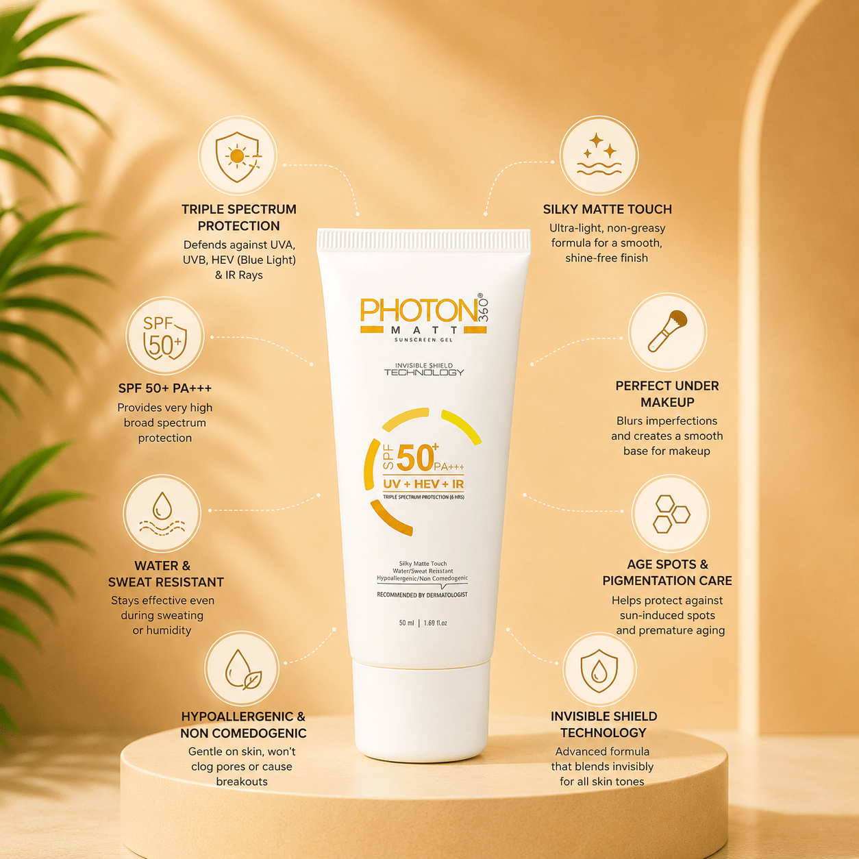 Photon 360 Matt Sunscreen Gel SPF 50+ PA+++ - Cosmosentials