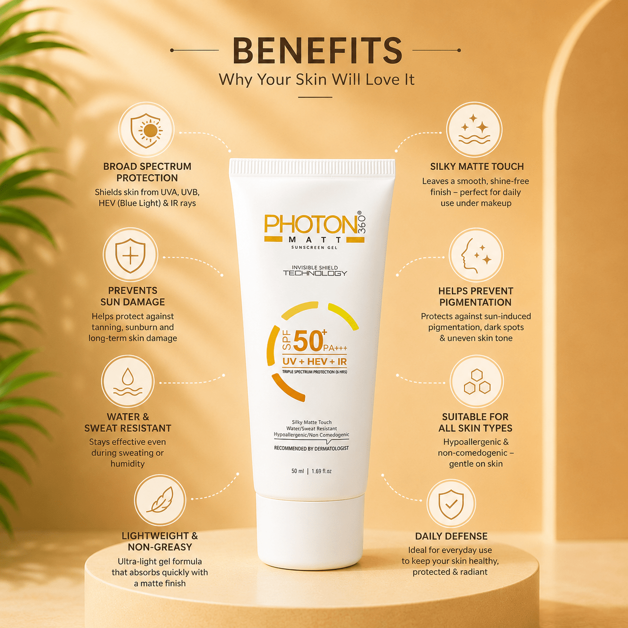 Photon 360 Matt Sunscreen Gel SPF 50+ PA+++ - Cosmosentials