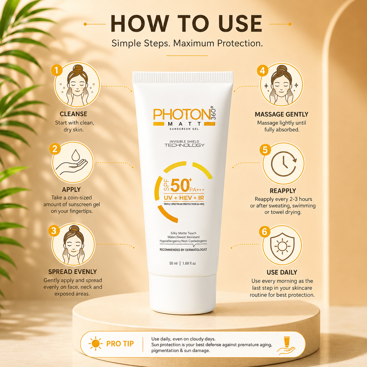 Photon 360 Matt Sunscreen Gel SPF 50+ PA+++ - Cosmosentials