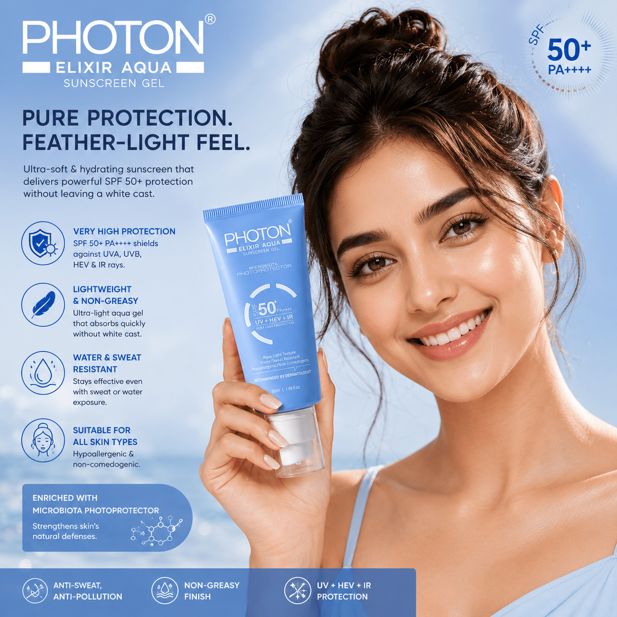 Photon Elixir Aqua Sunscreen Gel SPF 50+ PA++++ - Cosmosentials