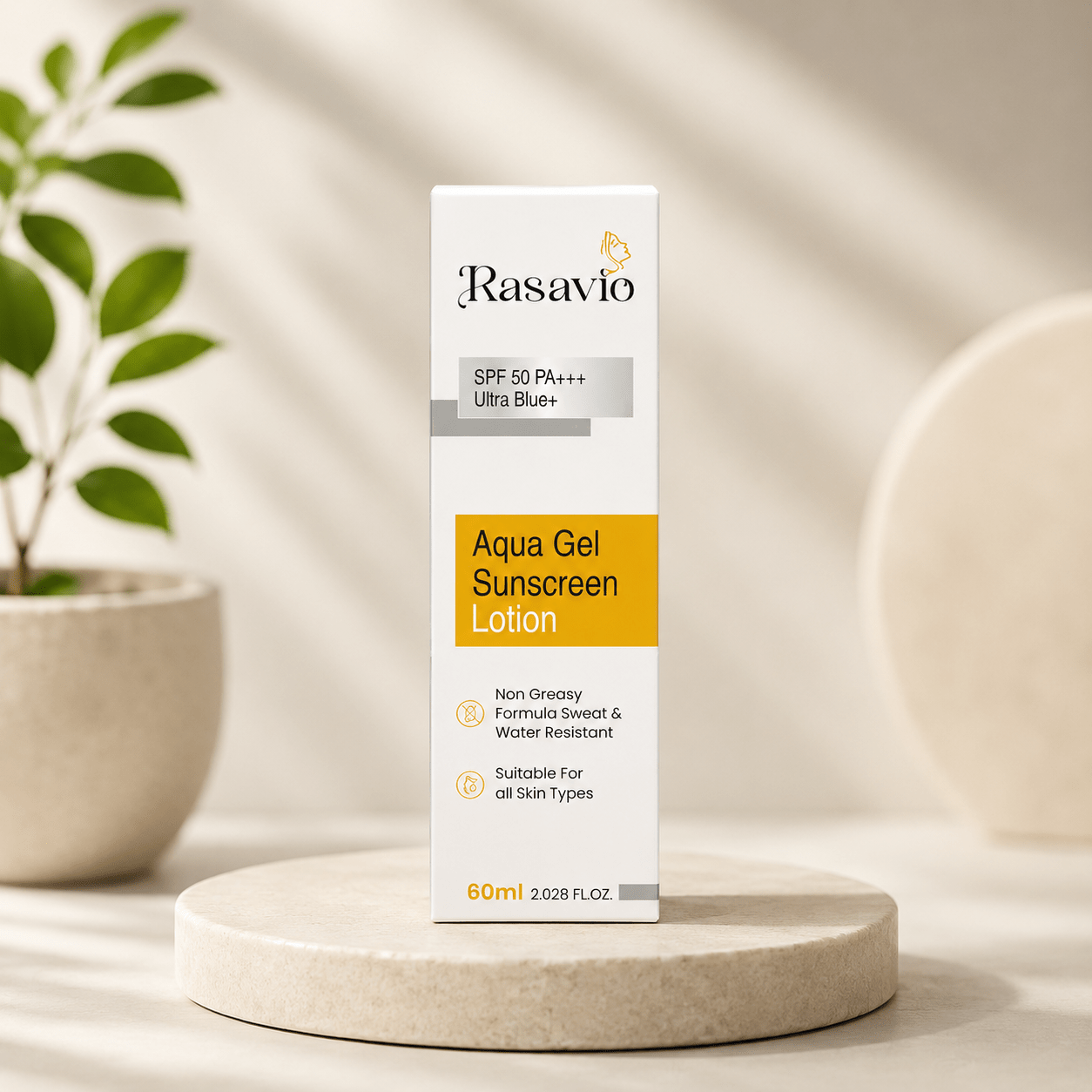 Rasavio Aqua Gel Sunscreen Lotion SPF 50 PA+++ Ultra Blue - Cosmosentials