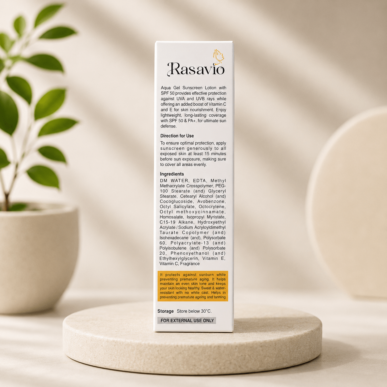 Rasavio Aqua Gel Sunscreen Lotion SPF 50 PA+++ Ultra Blue - Cosmosentials
