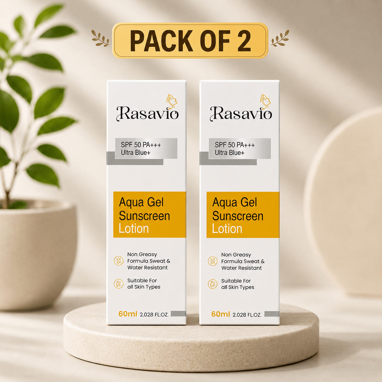 Rasavio Aqua Gel Sunscreen Lotion SPF 50 PA+++ Ultra Blue - Cosmosentials
