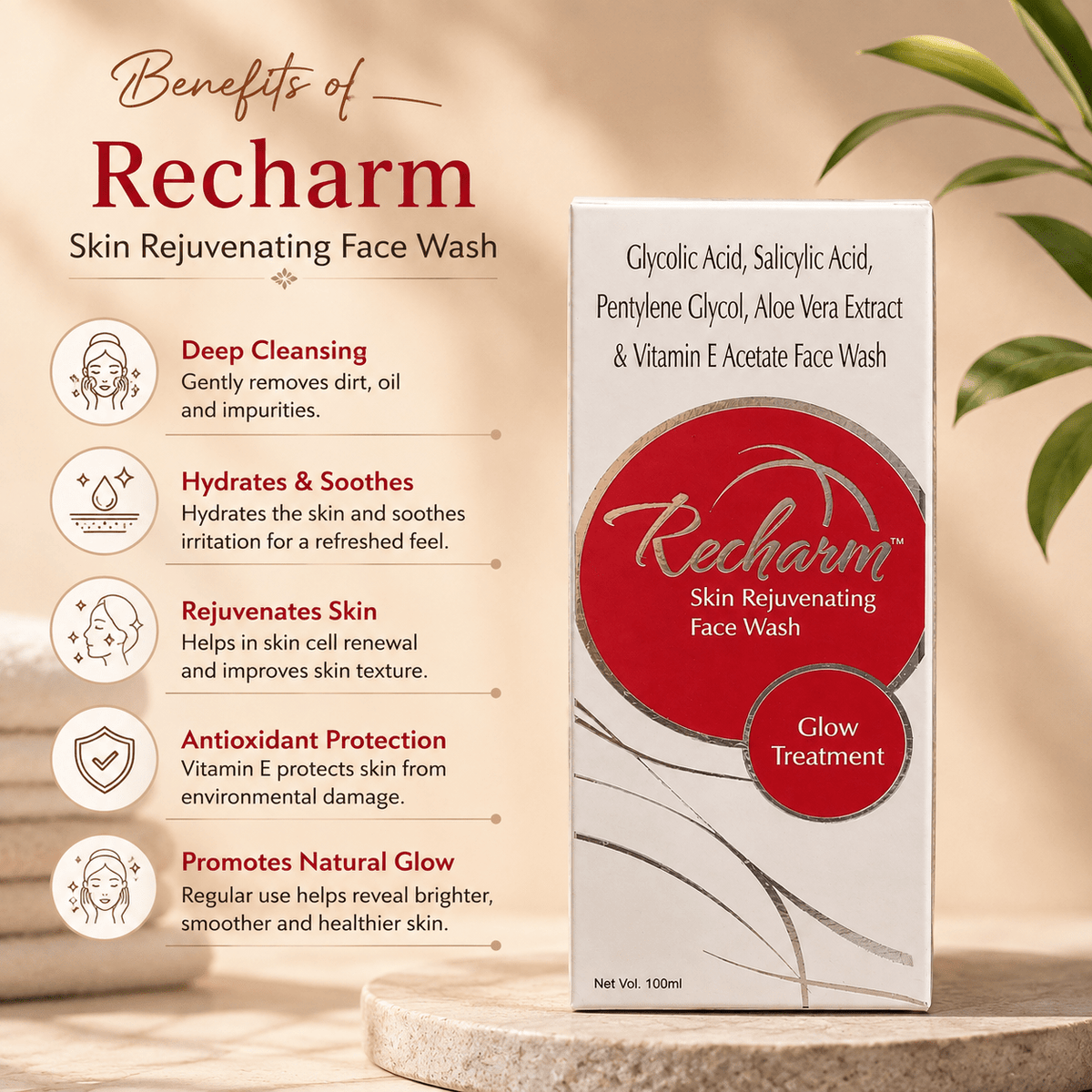 Recharm Skin Rejuvenating Face Wash - Cosmosentials