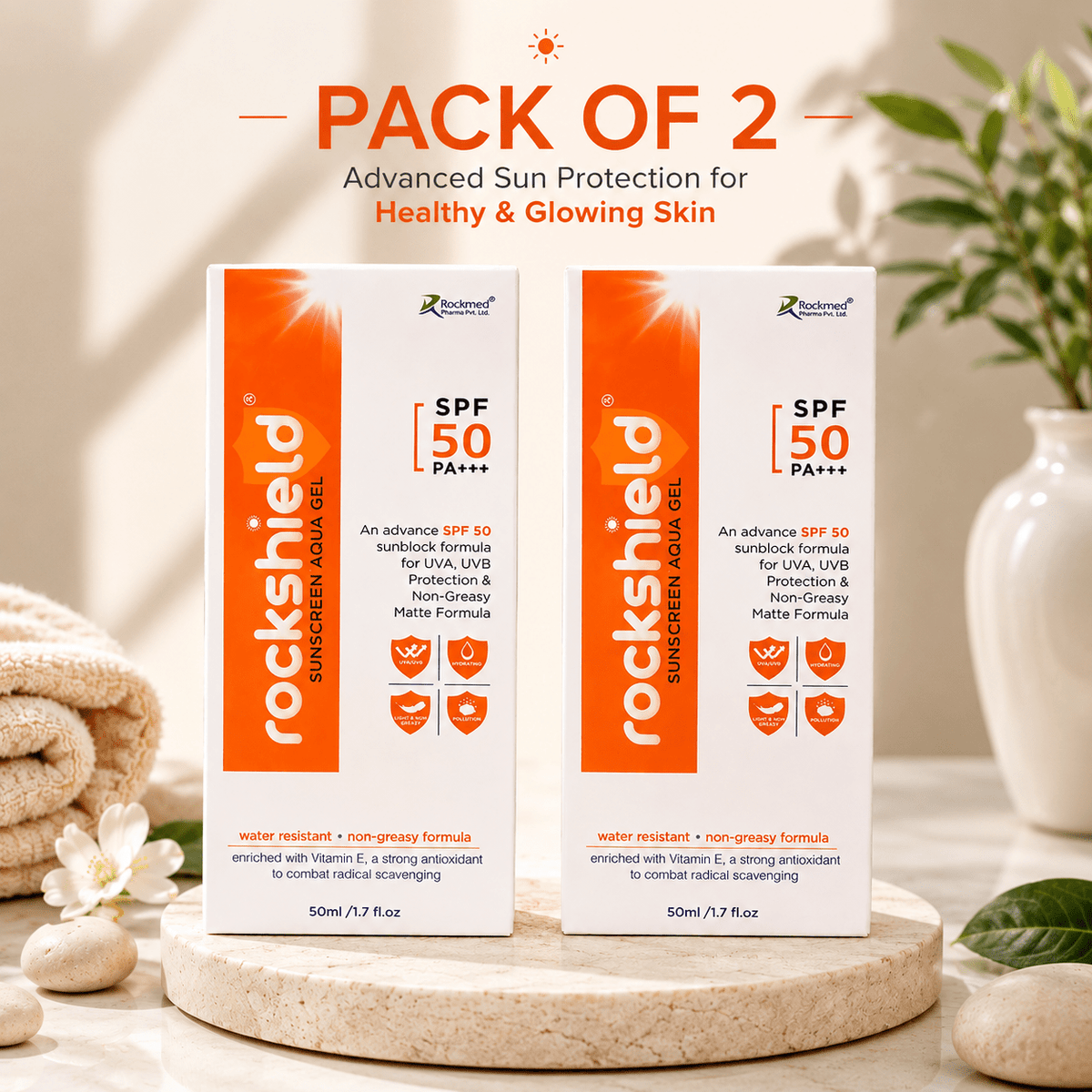 Rockshield Sunscreen Aqua Gel SPF 50+ PA+++ - Cosmosentials