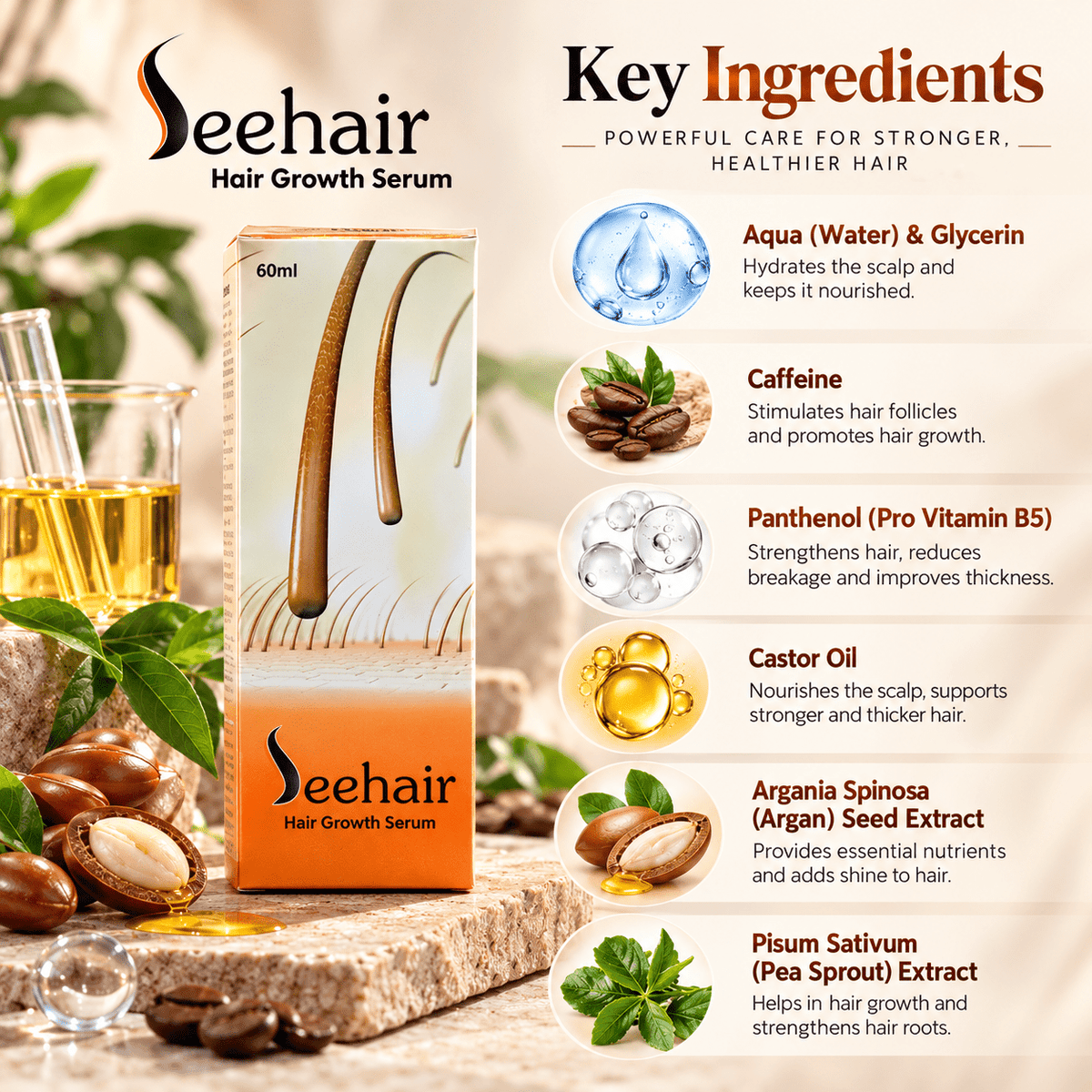 Seehair Hair Growth Serum 60 ml - Cosmosentials