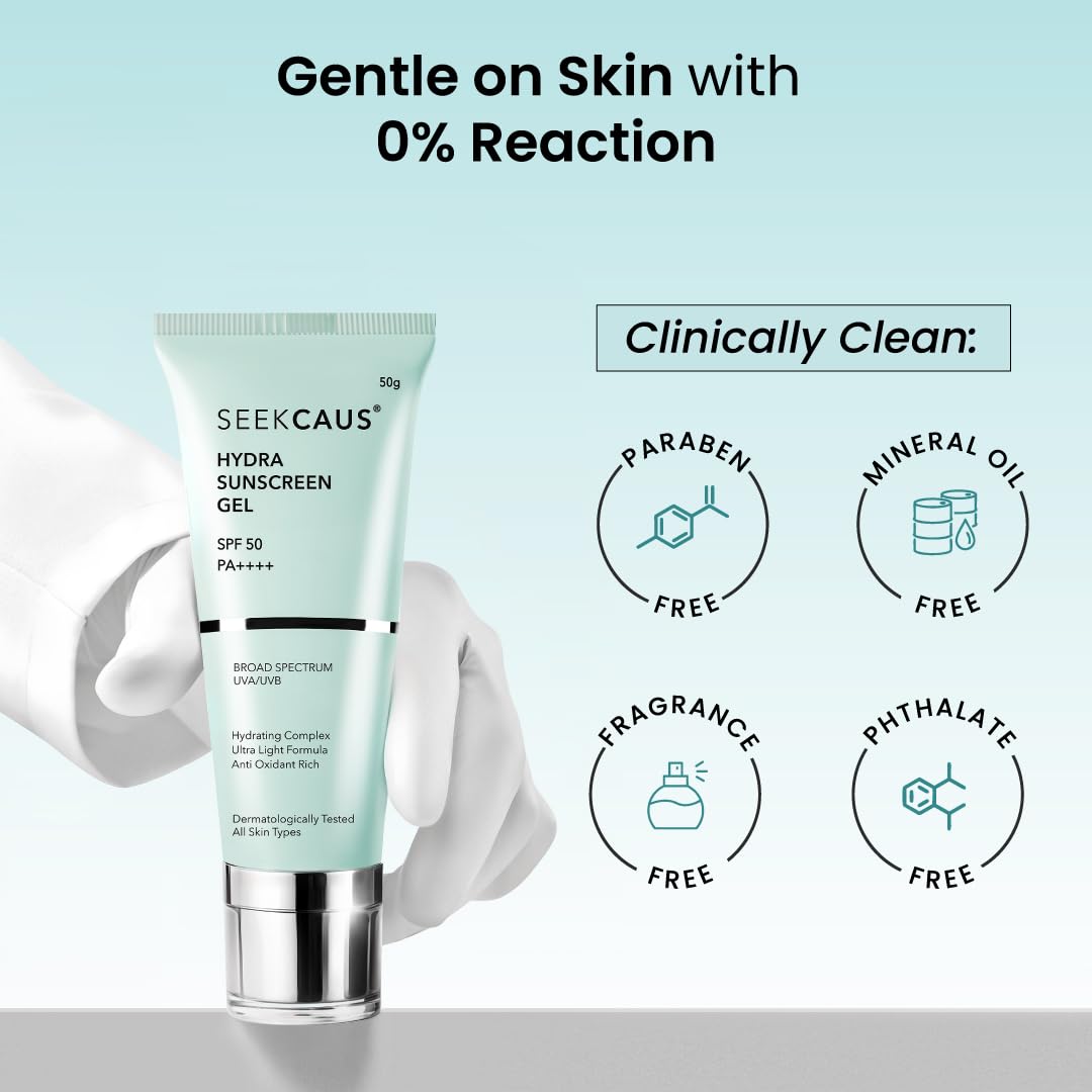 Seekcaus Hydra Sunscreen Gel SPF 50 PA++++ - Cosmosentials