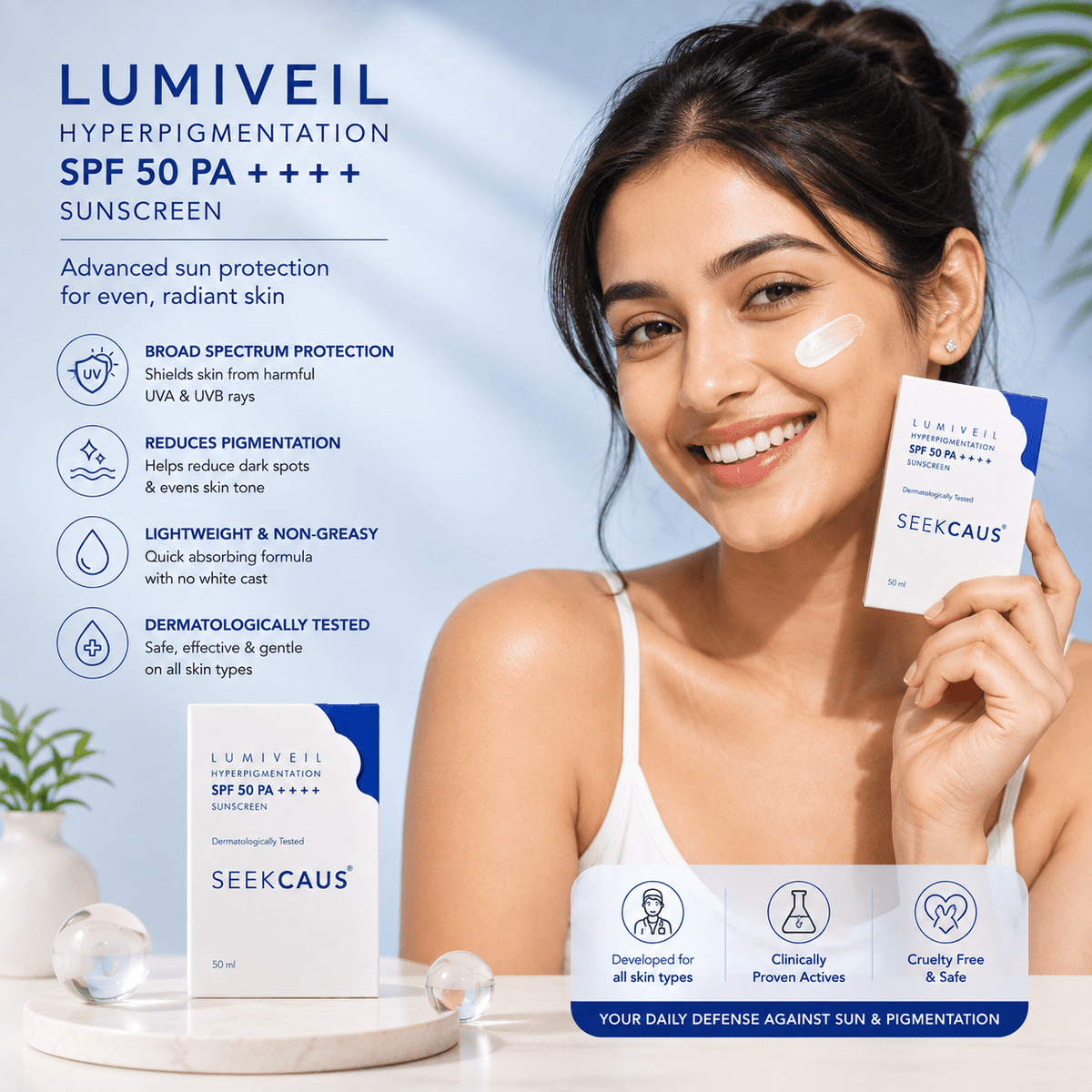 Seekcaus LumiVeil Hyperpigmentation Sunscreen SPF 50 PA++++ - Cosmosentials