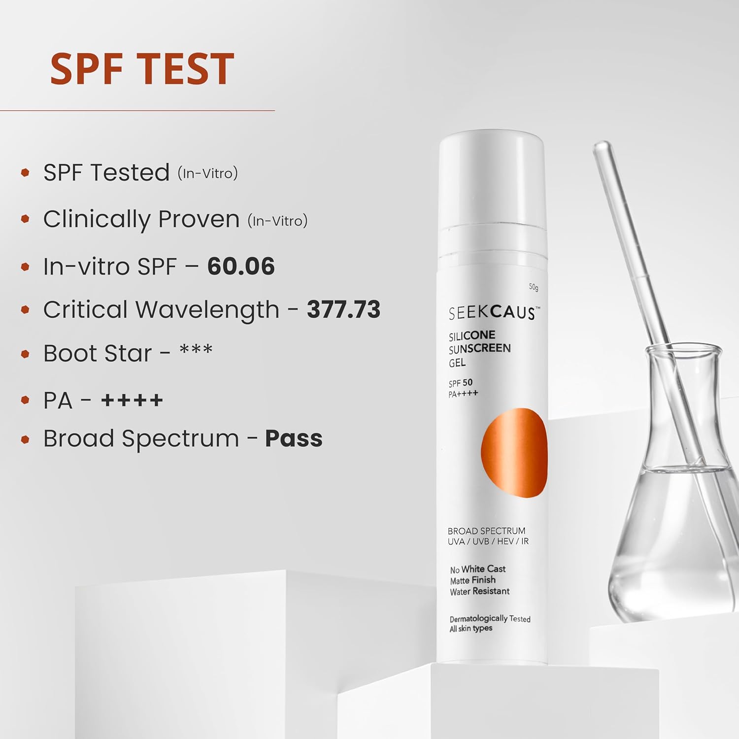 SEEKCAUS Silicone Sunscreen Gel, SPF 50 PA++++ - Cosmosentials