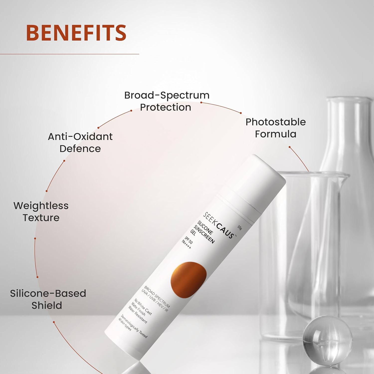 SEEKCAUS Silicone Sunscreen Gel, SPF 50 PA++++ - Cosmosentials