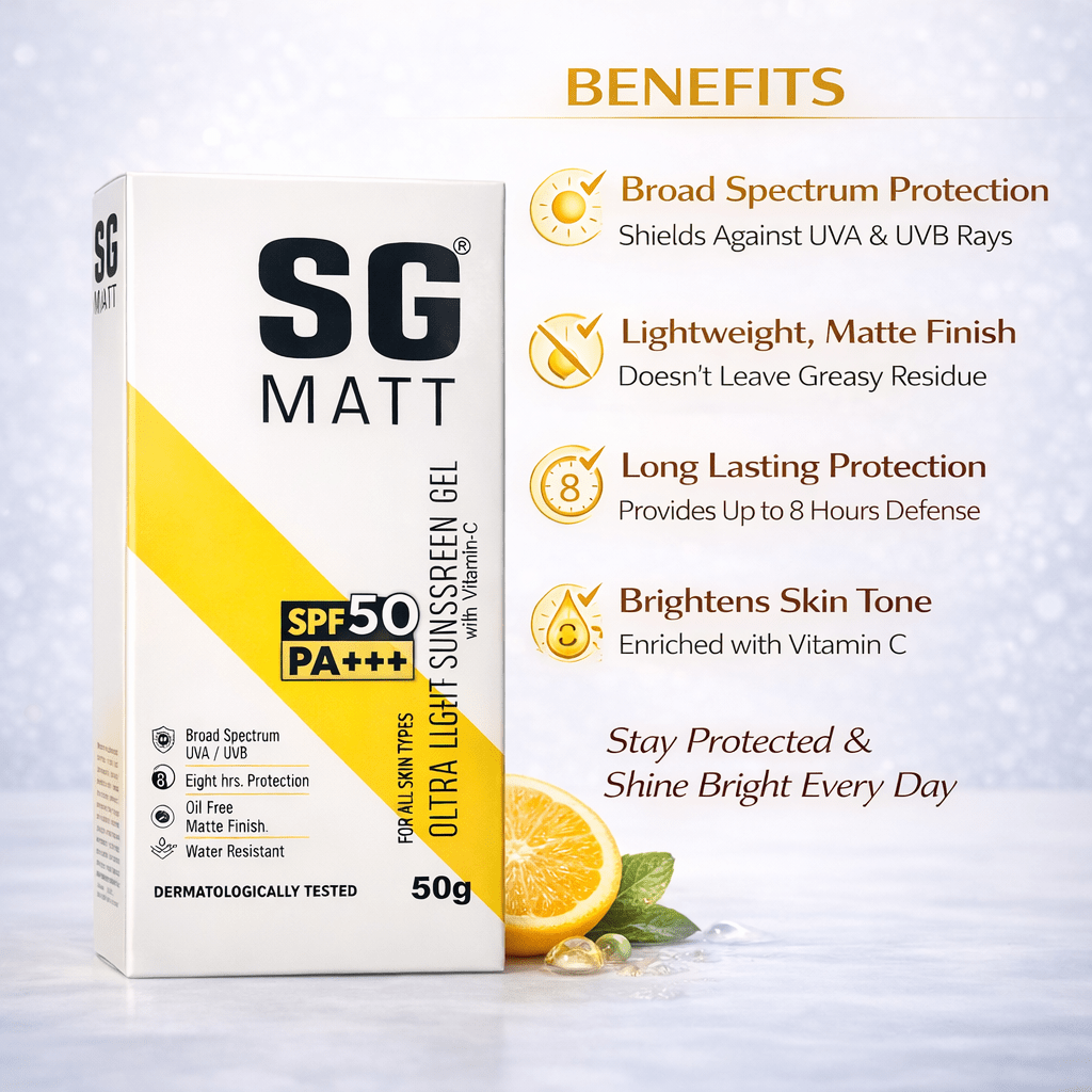 SG Matt Ultra Gold Matte Sunscreen Gel SPF 50 PA+++ (50g) - Cosmosentials