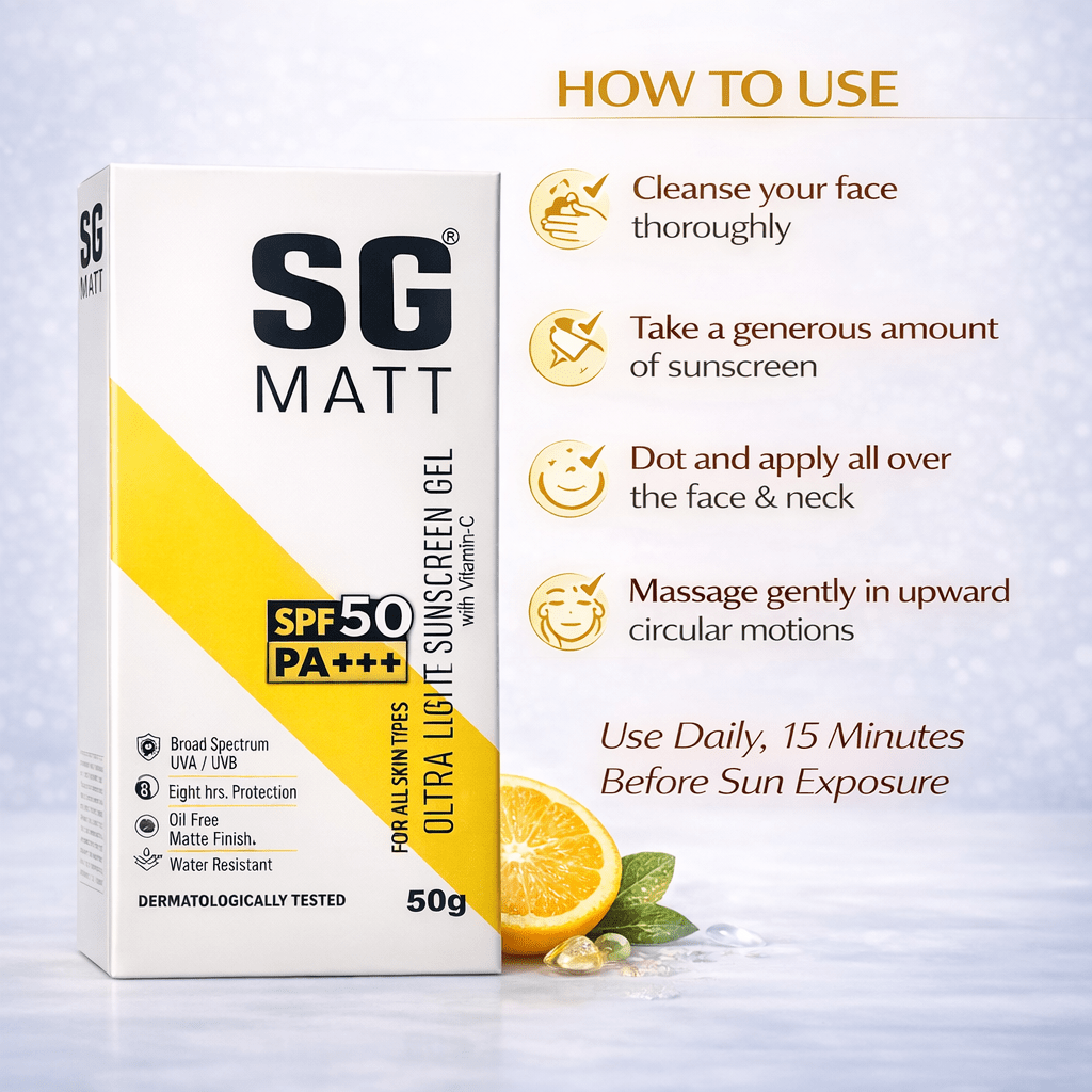 SG Matt Ultra Gold Matte Sunscreen Gel SPF 50 PA+++ (50g) - Cosmosentials