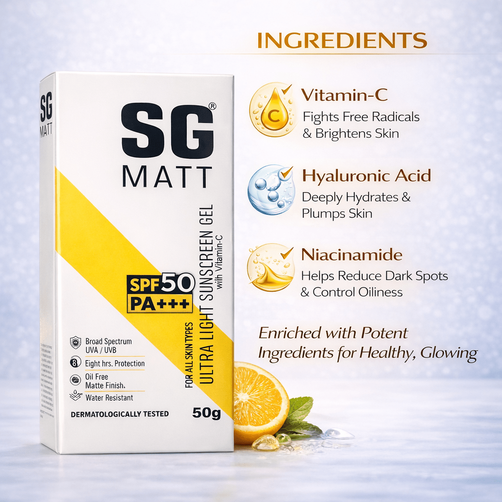 SG Matt Ultra Gold Matte Sunscreen Gel SPF 50 PA+++ (50g) - Cosmosentials