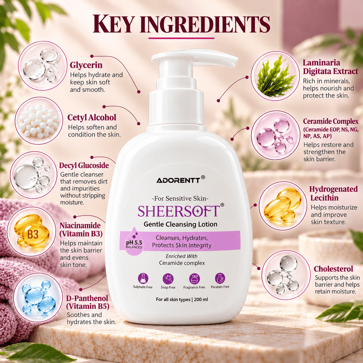 Sheersoft Gentle Cleansing Lotion 200 ml - Cosmosentials