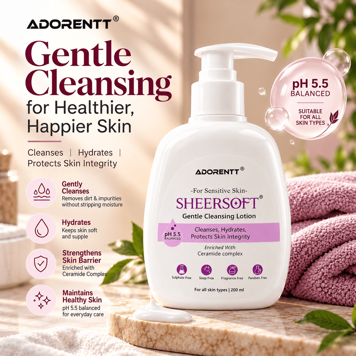 Sheersoft Gentle Cleansing Lotion 200 ml - Cosmosentials