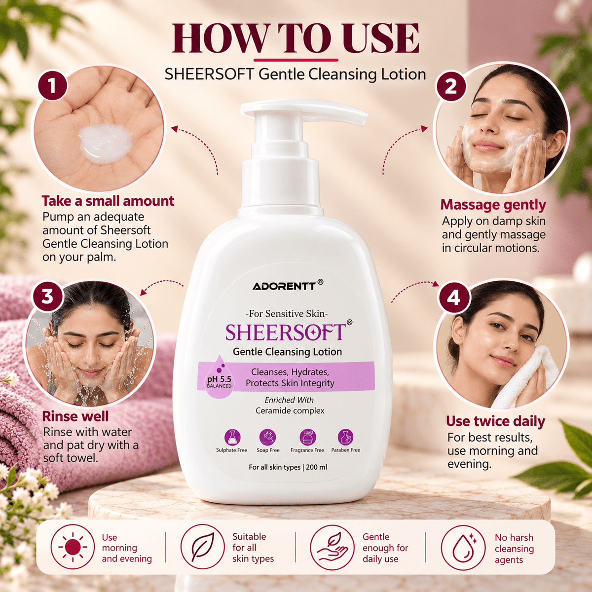 Sheersoft Gentle Cleansing Lotion 200 ml - Cosmosentials