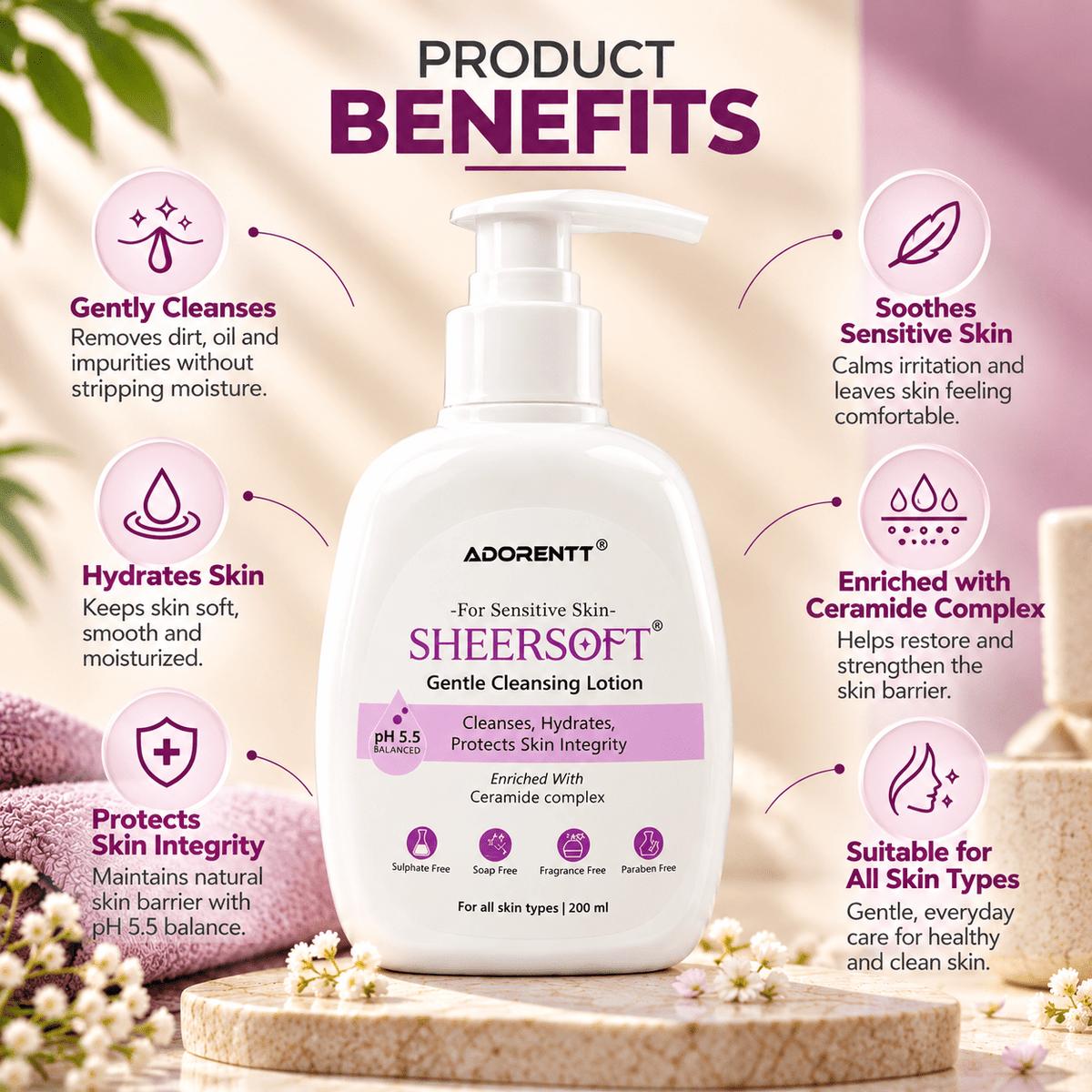 Sheersoft Gentle Cleansing Lotion 200 ml - Cosmosentials