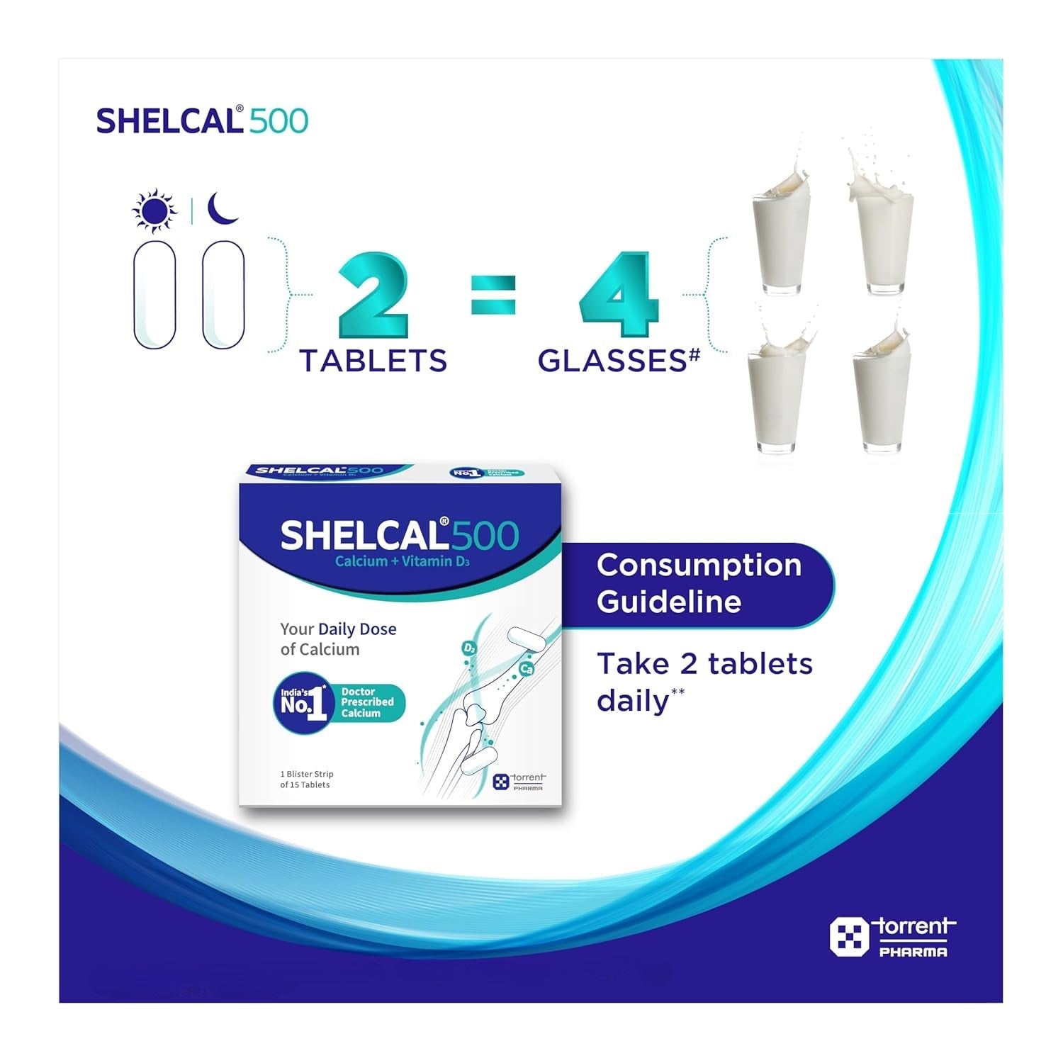 Shelcal 500 Calcium + Vitamin D3 Tablets - Cosmosentials