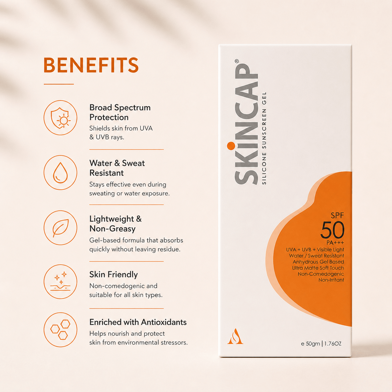 Skincap Silicone Sunscreen Gel SPF 50 PA+++ - Cosmosentials