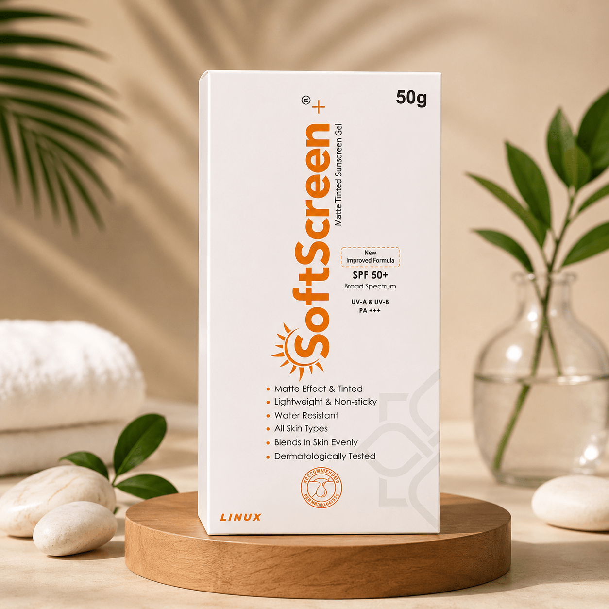 SoftScreen+ Matte Tinted Sunscreen Gel SPF 50+ (50g) - Cosmosentials