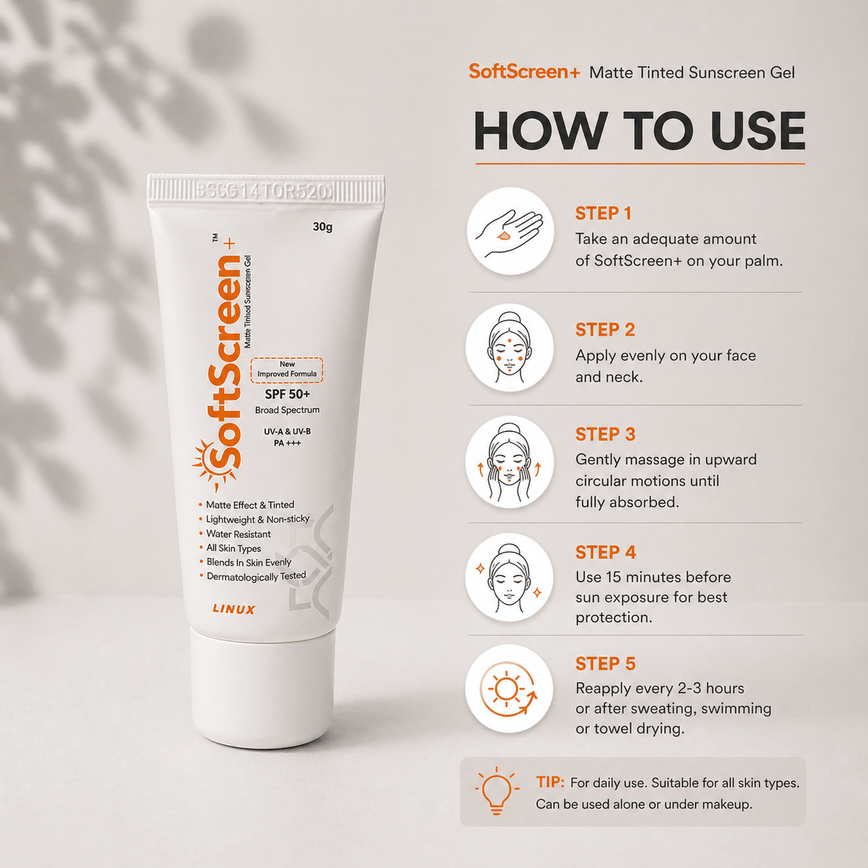 Softscreen+ Matte Tinted Sunscreen Gel SPF 50+ PA+++ - Cosmosentials