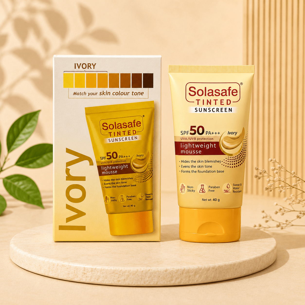Solasafe Tinted Sunscreen SPF 50 PA+++ (Ivory) - Cosmosentials