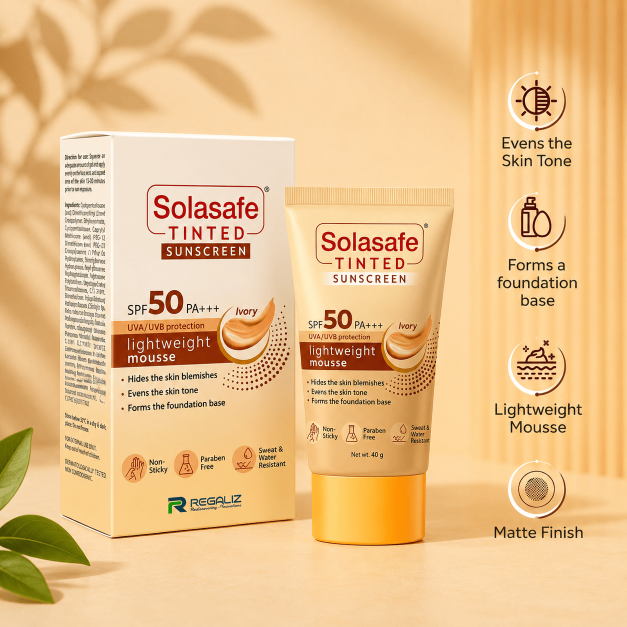 Solasafe Tinted Sunscreen SPF 50 PA+++ (Ivory) - Cosmosentials