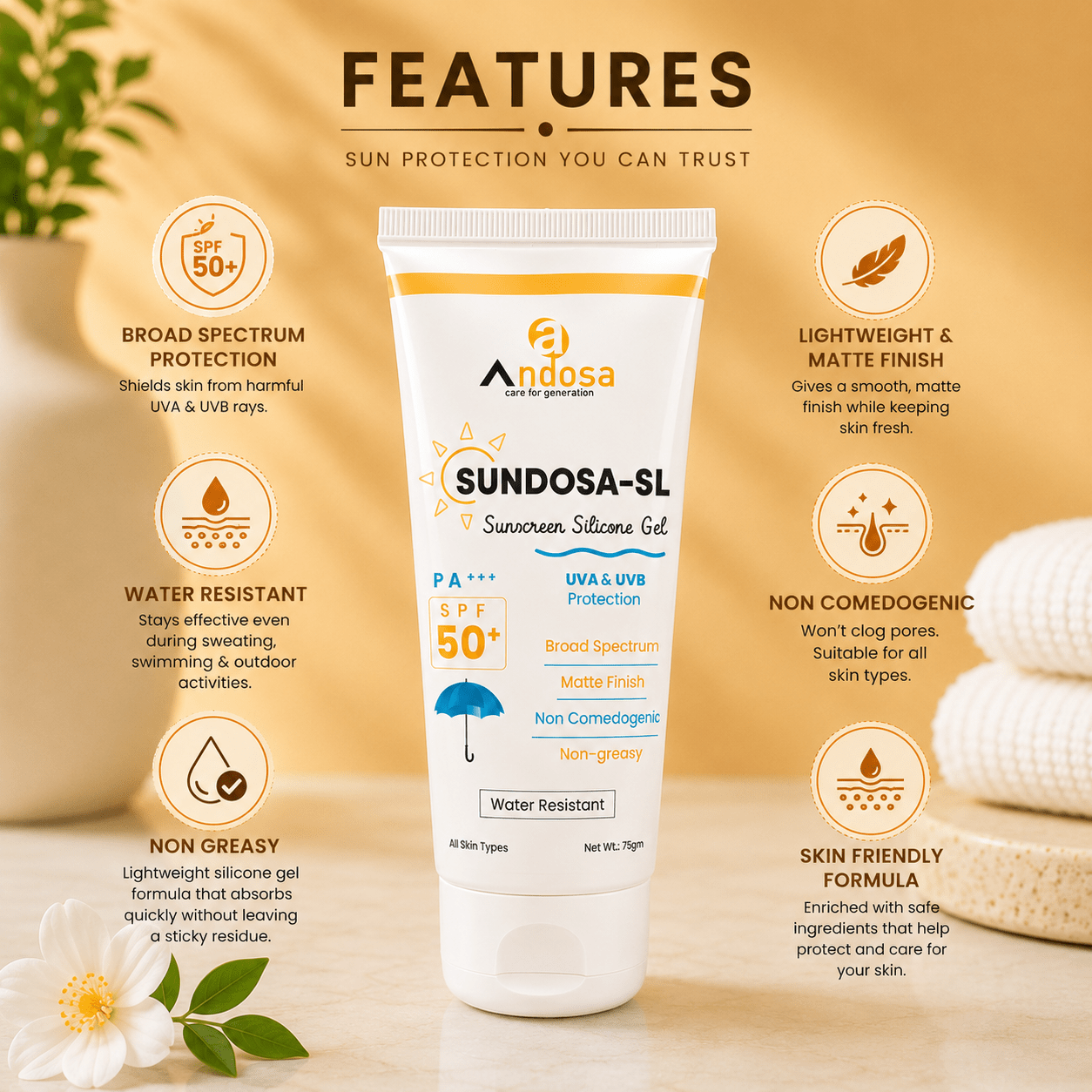 Sundosa-SL Sunscreen Silicone Gel SPF 50+ - Cosmosentials