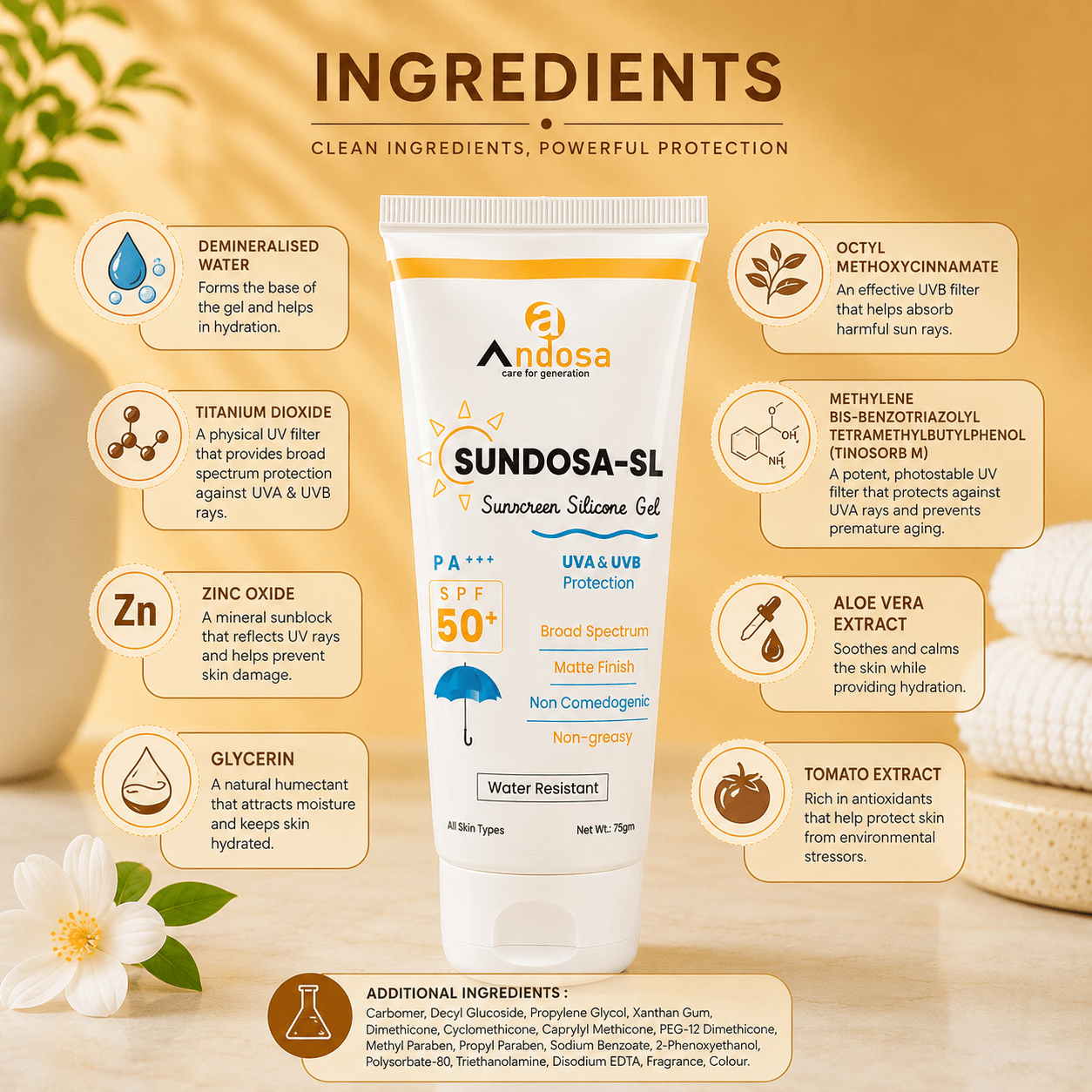 Sundosa-SL Sunscreen Silicone Gel SPF 50+ - Cosmosentials