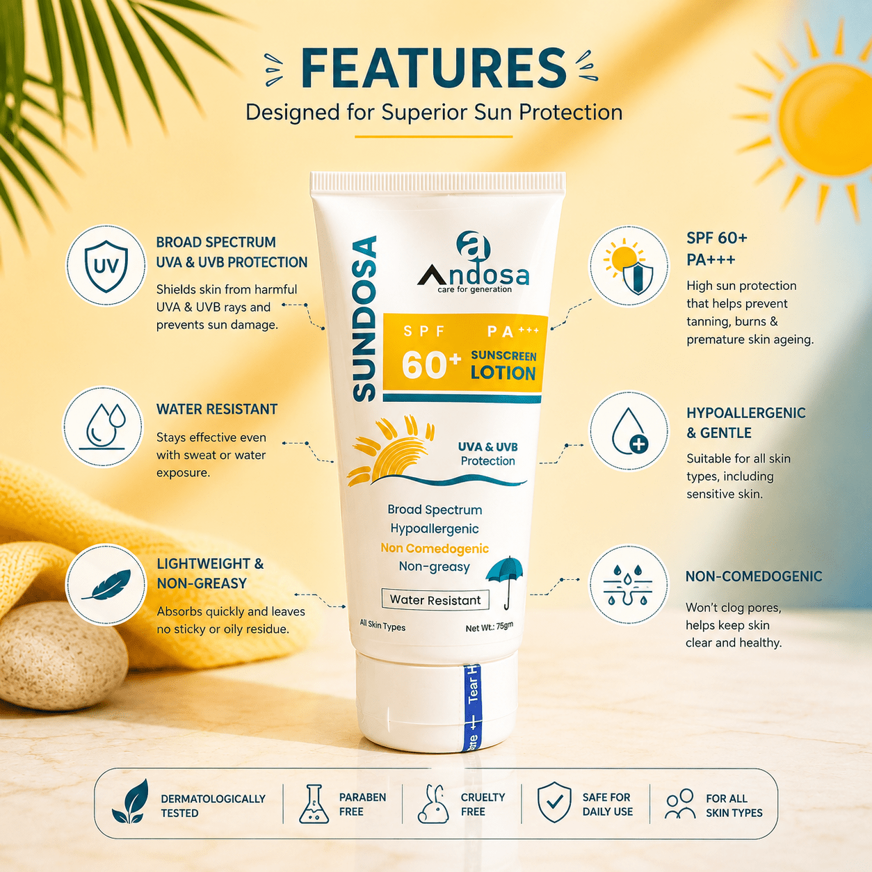 Sundosa Sunscreen Lotion SPF 60+ - Cosmosentials